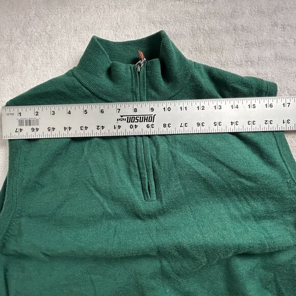 Peter Millar Mens Green Merino Wool Sleeveless 1/2 Zip Sweater Vest Size Large - Picture 5 of 7